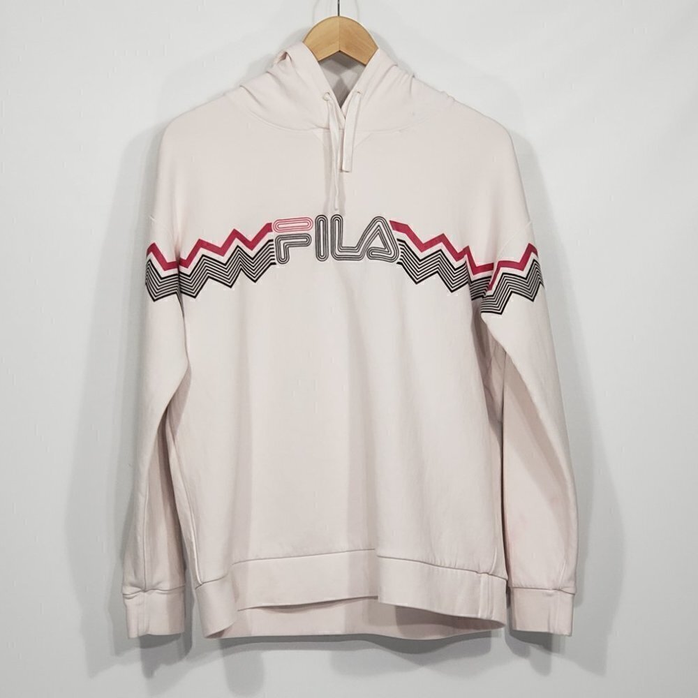 FILA  White, Pink & Black Hoodie Sweatshirt  Size 2XL